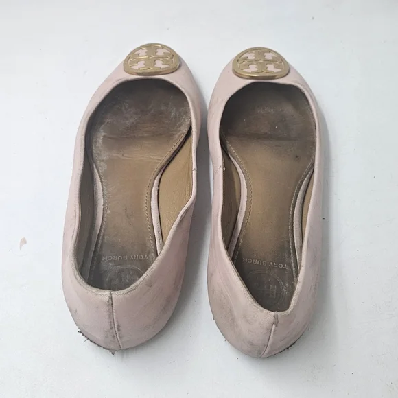 Tory Burch Benton 2 Ballet Flats Nappa Leather Seashell Pink Goan Sand Size 7 - Picture 8 of 11